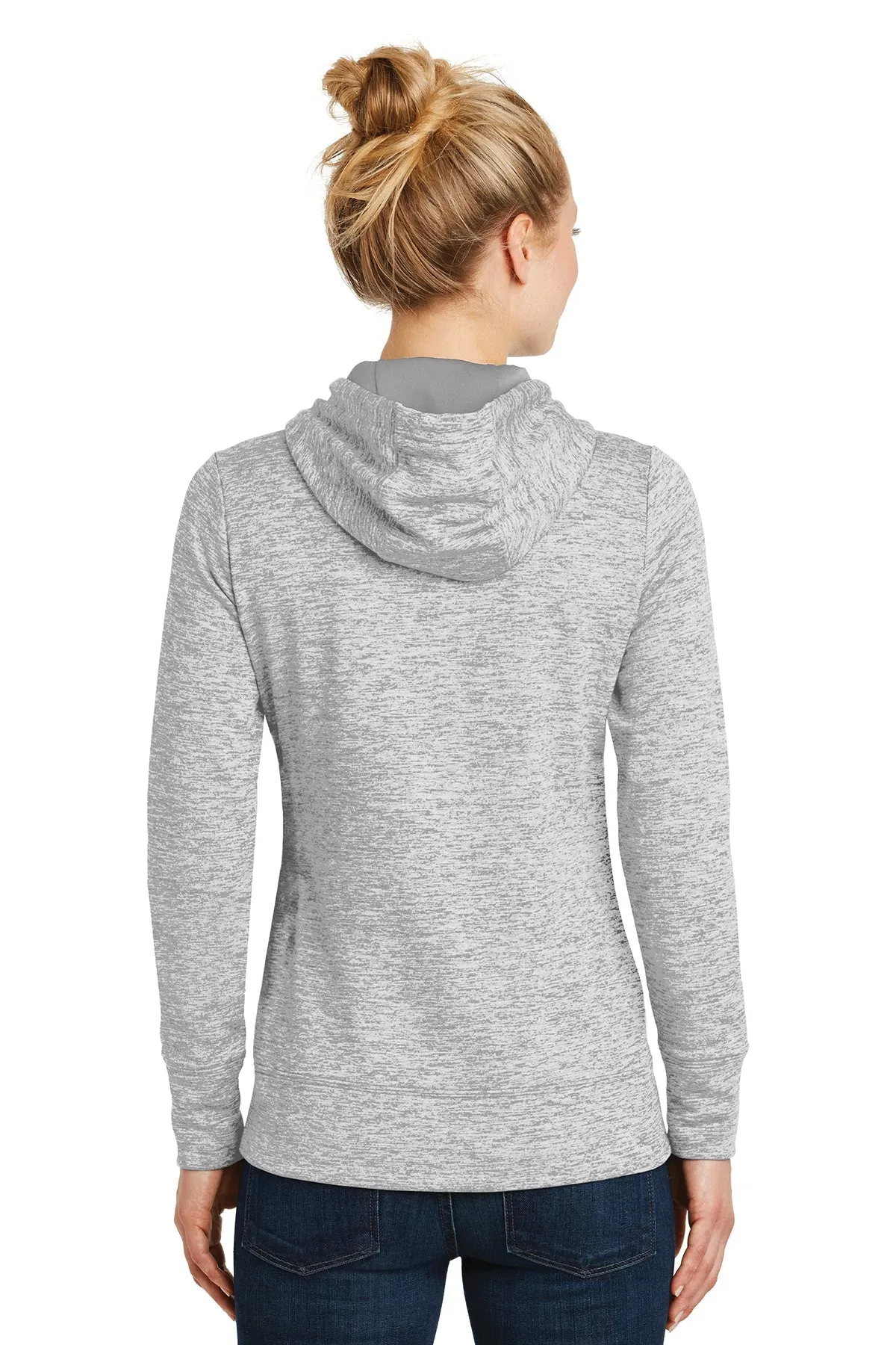 Sport-Tek Ladies PosiCharge Electric Heather Customized Fleece Hooded Pullovers, Silver Electric