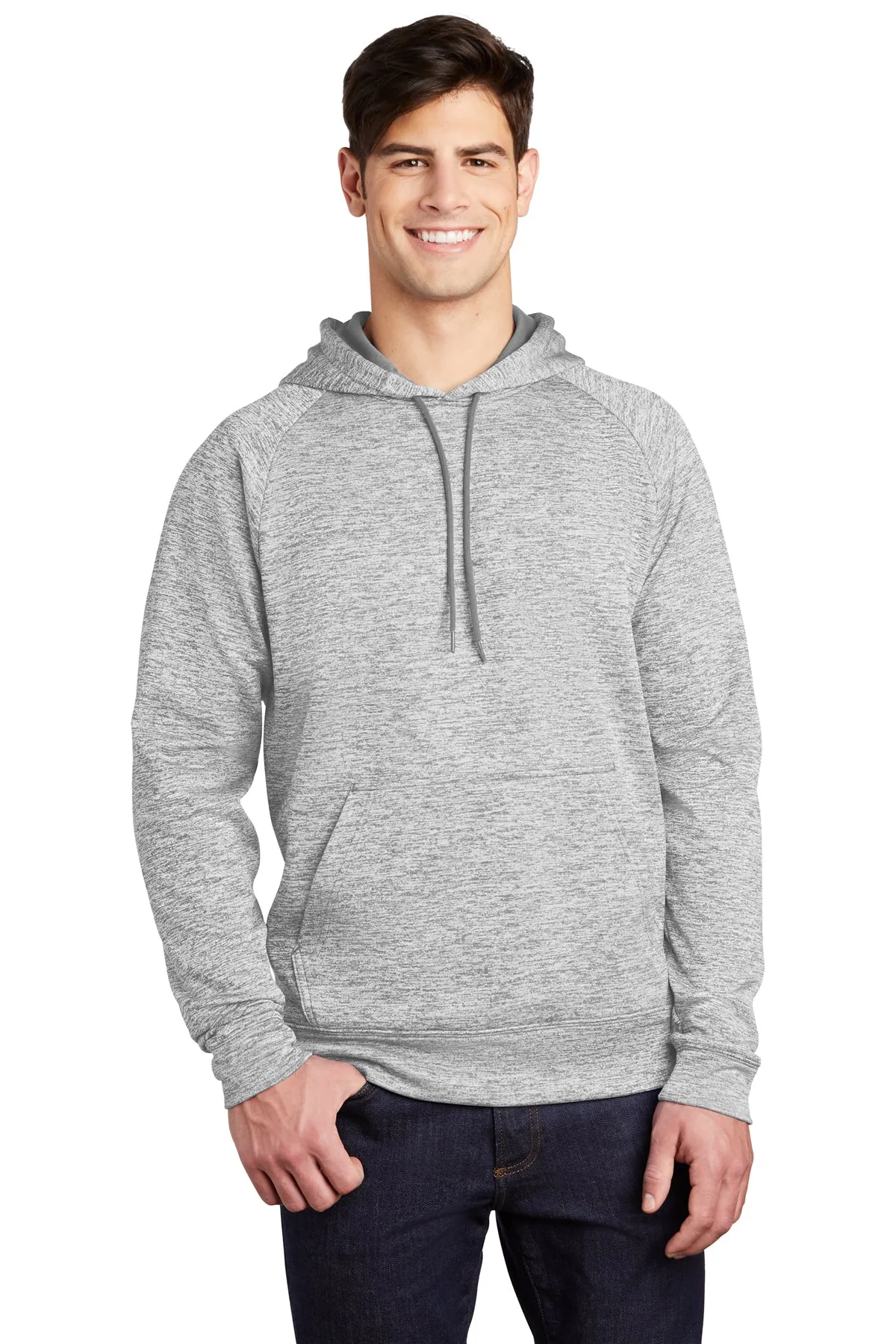 Sport-Tek PosiCharge Electric Heather Customized Fleece Hooded Pullovers, Silver Electric