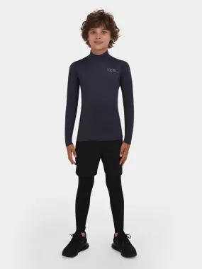 SuperThermal Compression Base Layer Long Sleeve Mock Neck For Boys With Brushed Inner Fabric