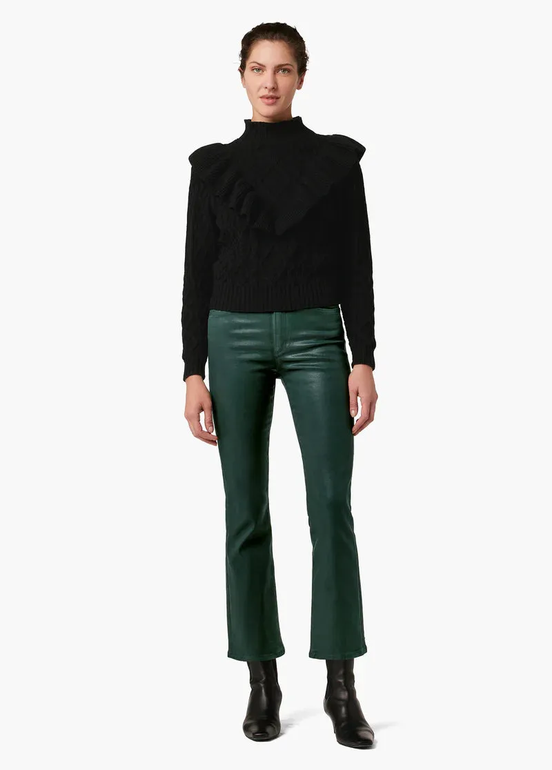 The Callie High Rise Cropped Coat Bootcut - Forest Green