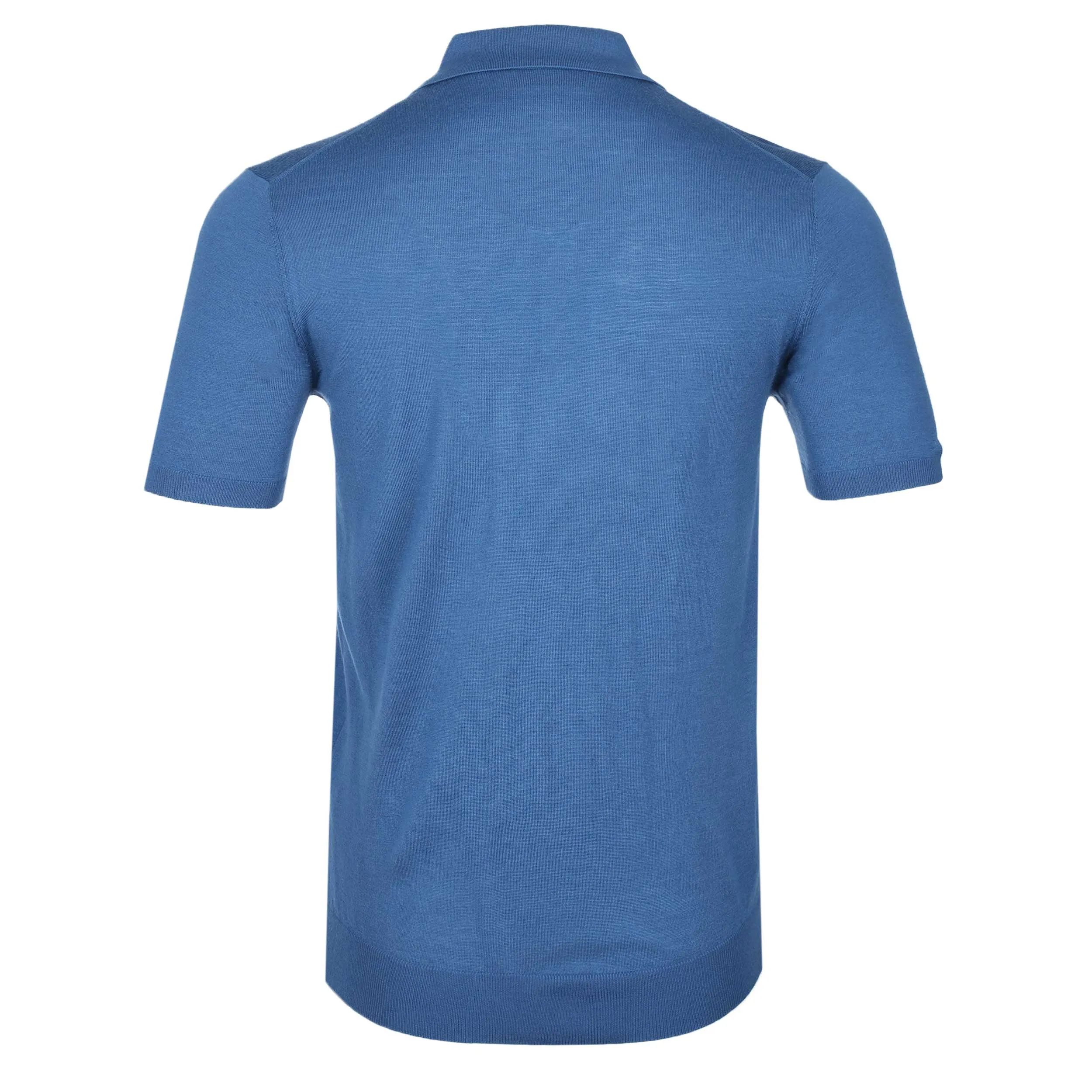 Thomas Maine Knitted Basic Polo Shirt in Mid Blue