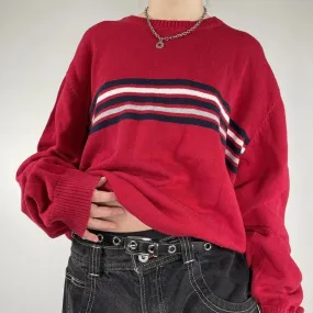 Toleet-Preppy Vintage Y2K Loose Fit Knitwear Tops Harajuku Striped Knitted Sweater Korean Grunge Long Sleeve Round Neck Pullover