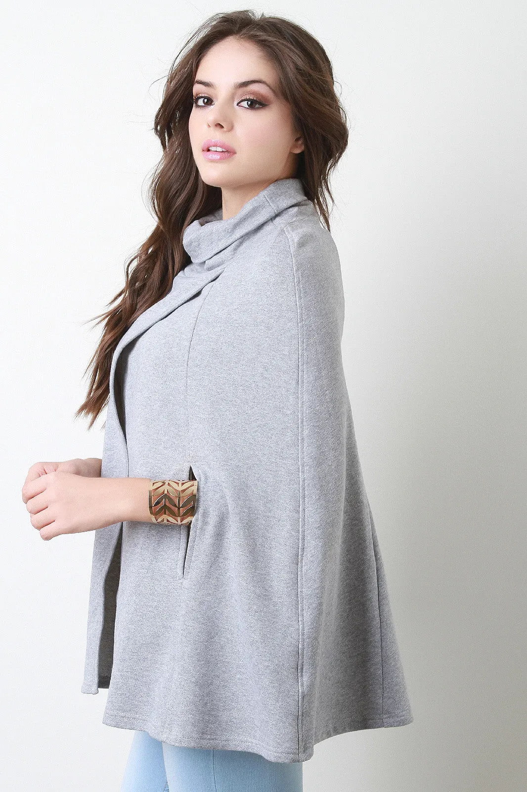 Turtleneck Wrap Cape Jacket