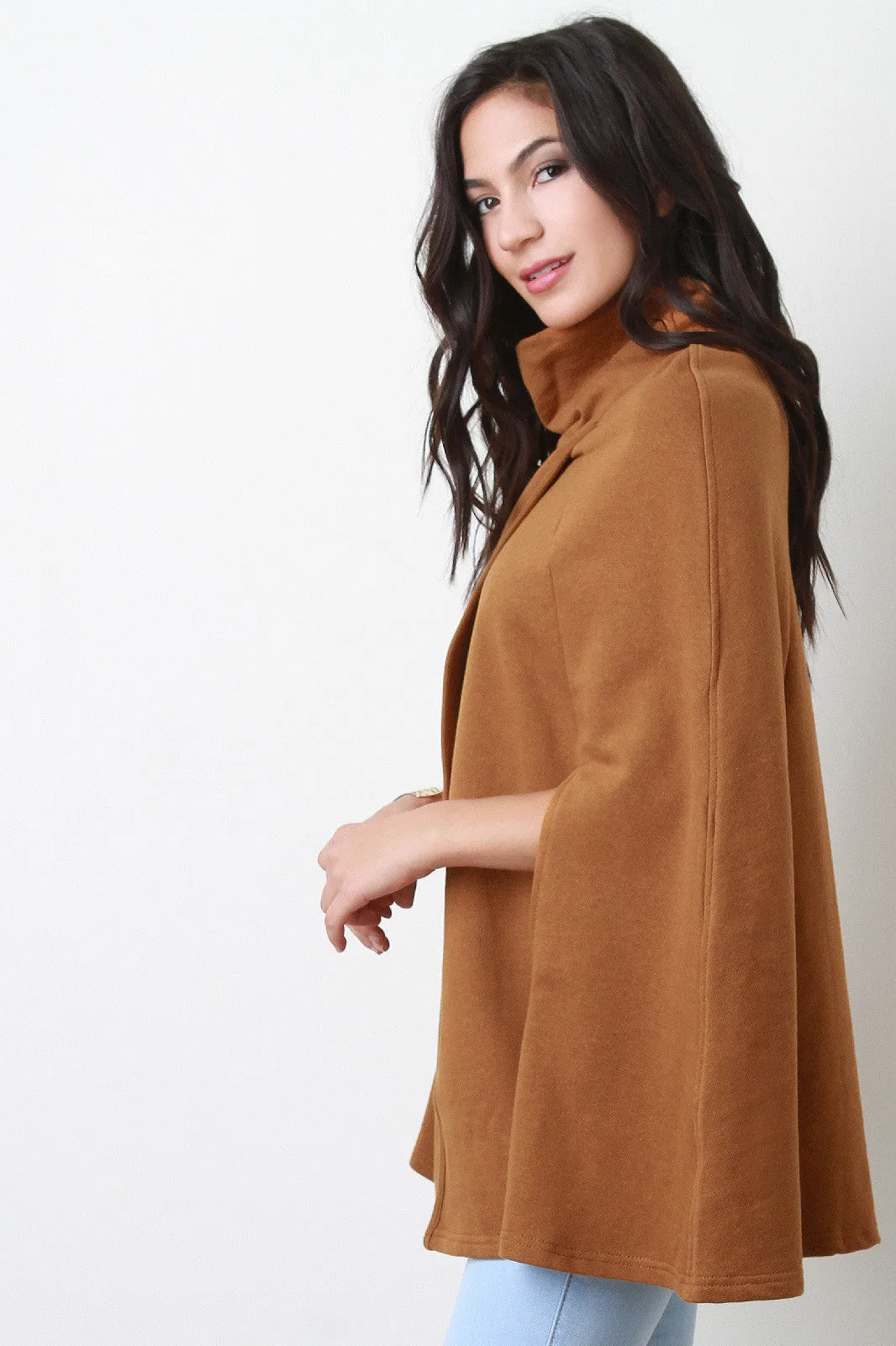 Turtleneck Wrap Cape Jacket