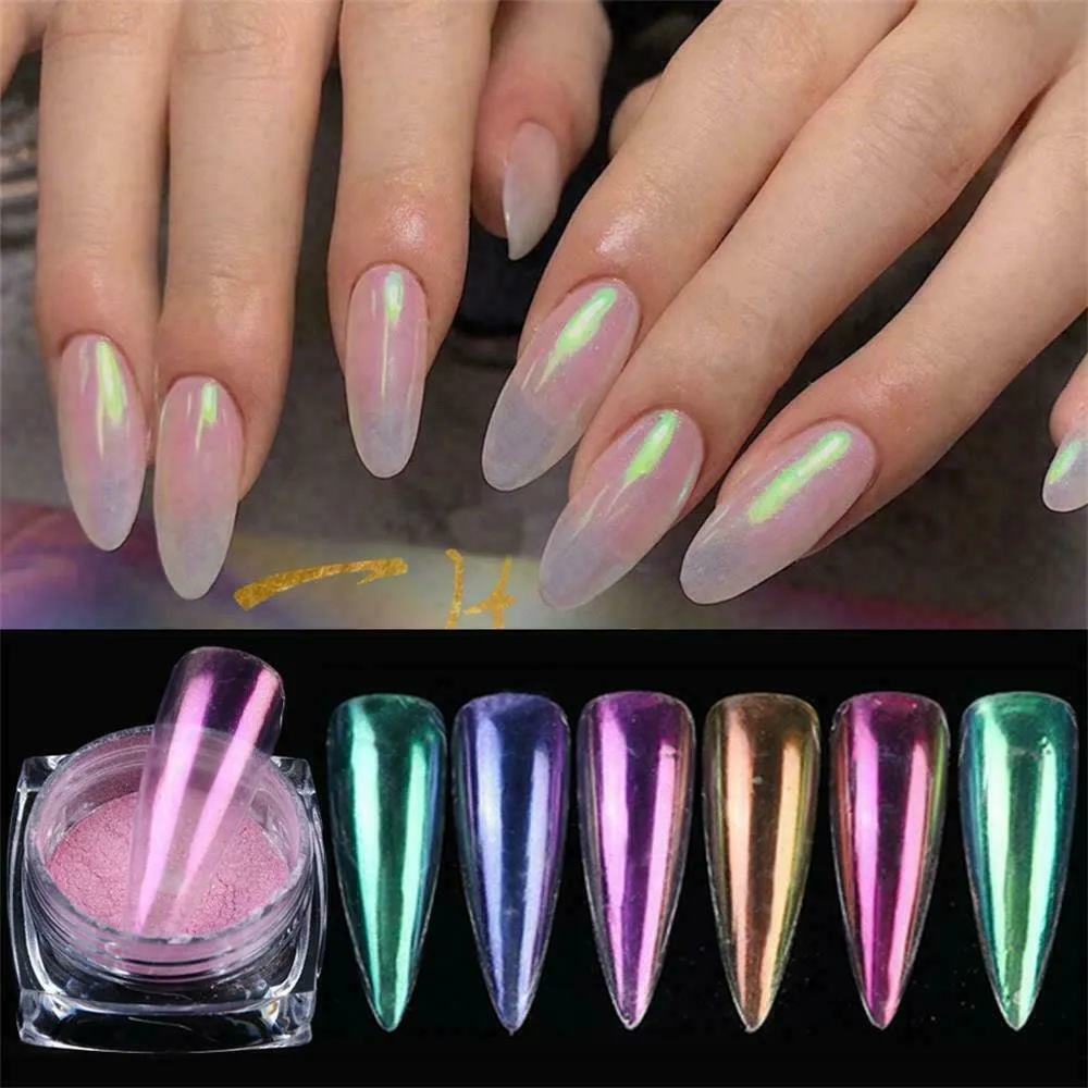 US Glitter Holographic Mirror Nail Art Powder Ultra-thin Aurora Mermaid Pigment