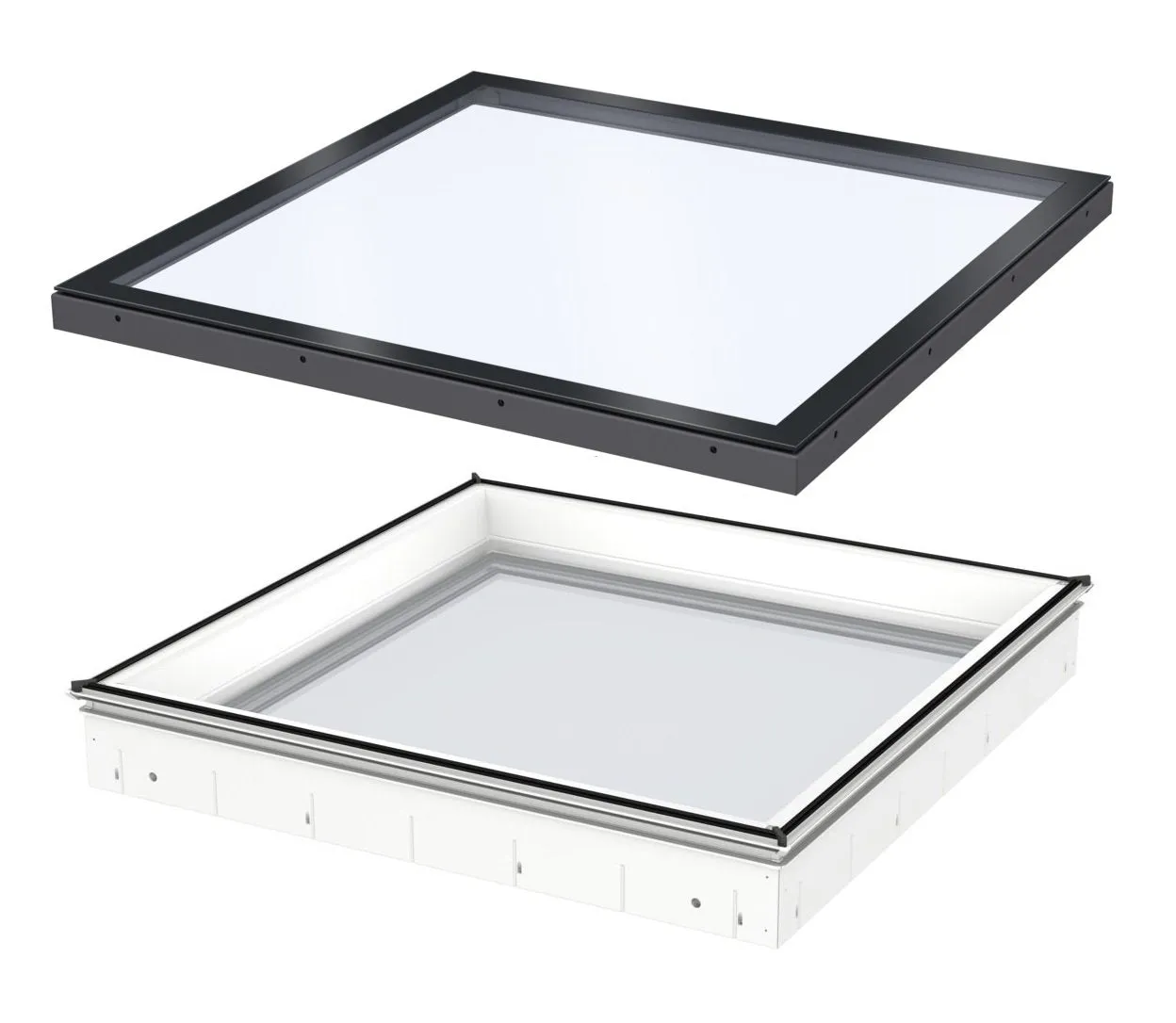 VELUX CVU 060060 S06Q SOLAR Powered Flat Glass Rooflight Package 60 x 60 cm (Including CVU Triple Glazed Base & ISU Flat Glass Top Cover)