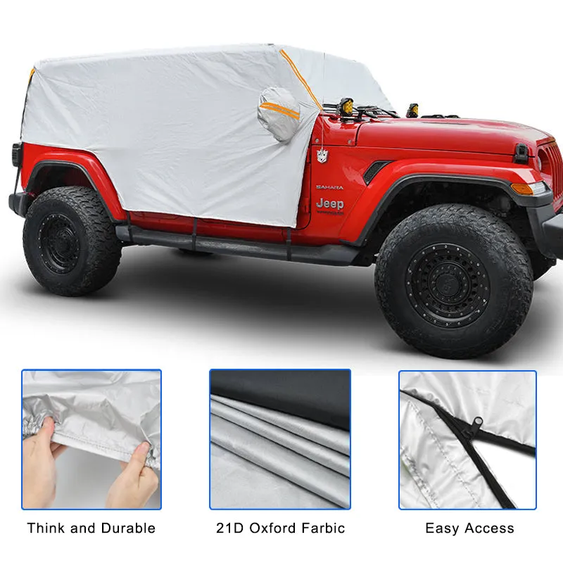 Weatherproof 210D Oxford Cloth Full Door Cab Cover for 2007-Later Jeep Wrangler JK & JL 4 Door