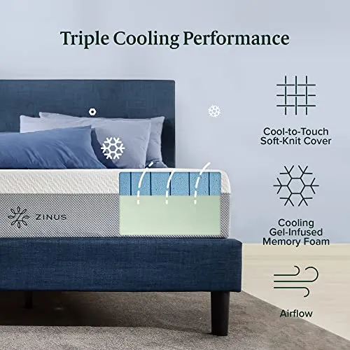 ZINUS 8 Inch Ultra Cooling Gel Memory Foam Mattress / Cool-to-Touch Soft Knit Cover / Pressure Relieving / CertiPUR-US Certified / Bed-in-a-Box / All-New / Made in USA, King